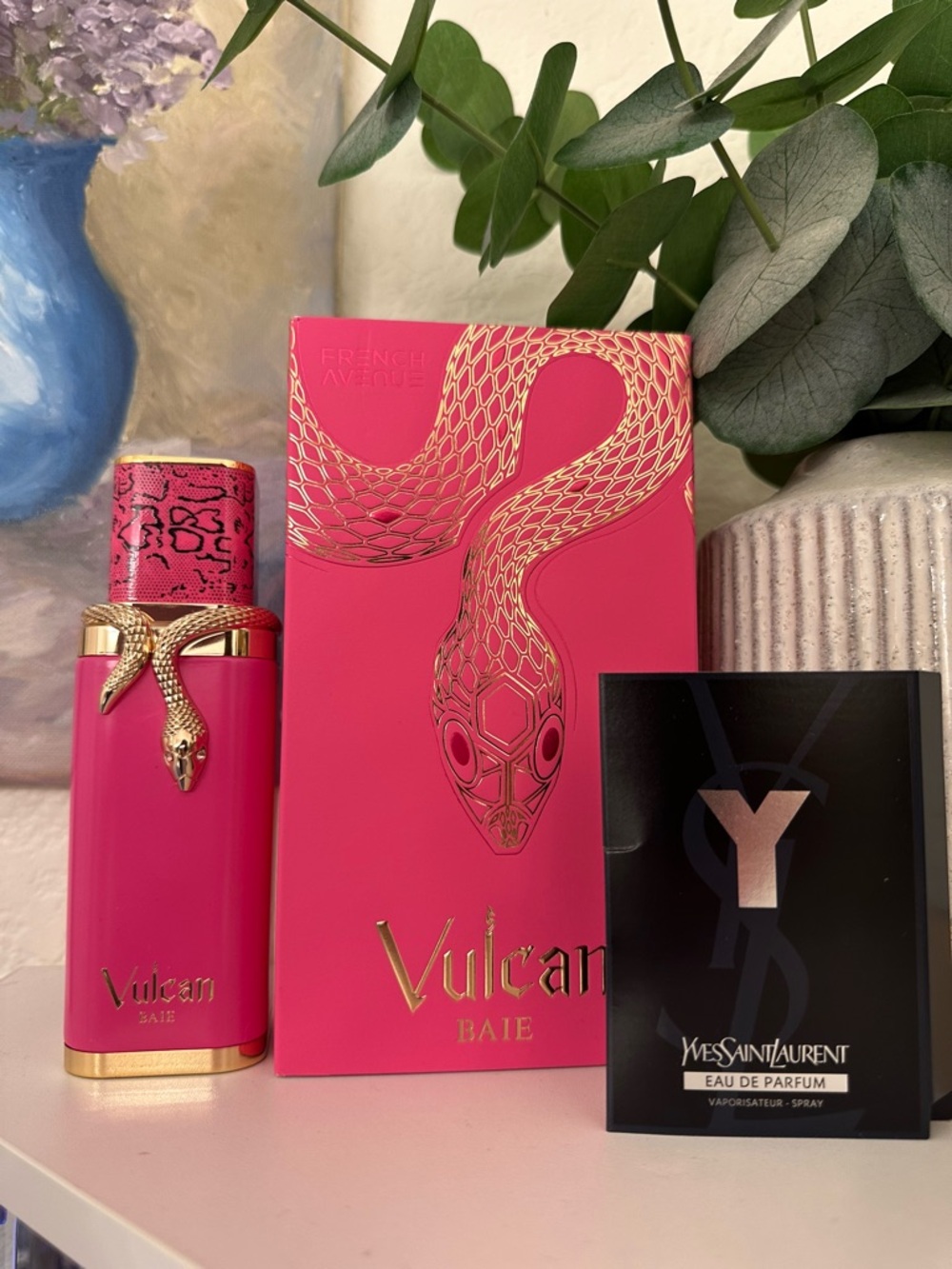 Vulcan Baie Pink Perfume Bottle & Box with YSL Sample